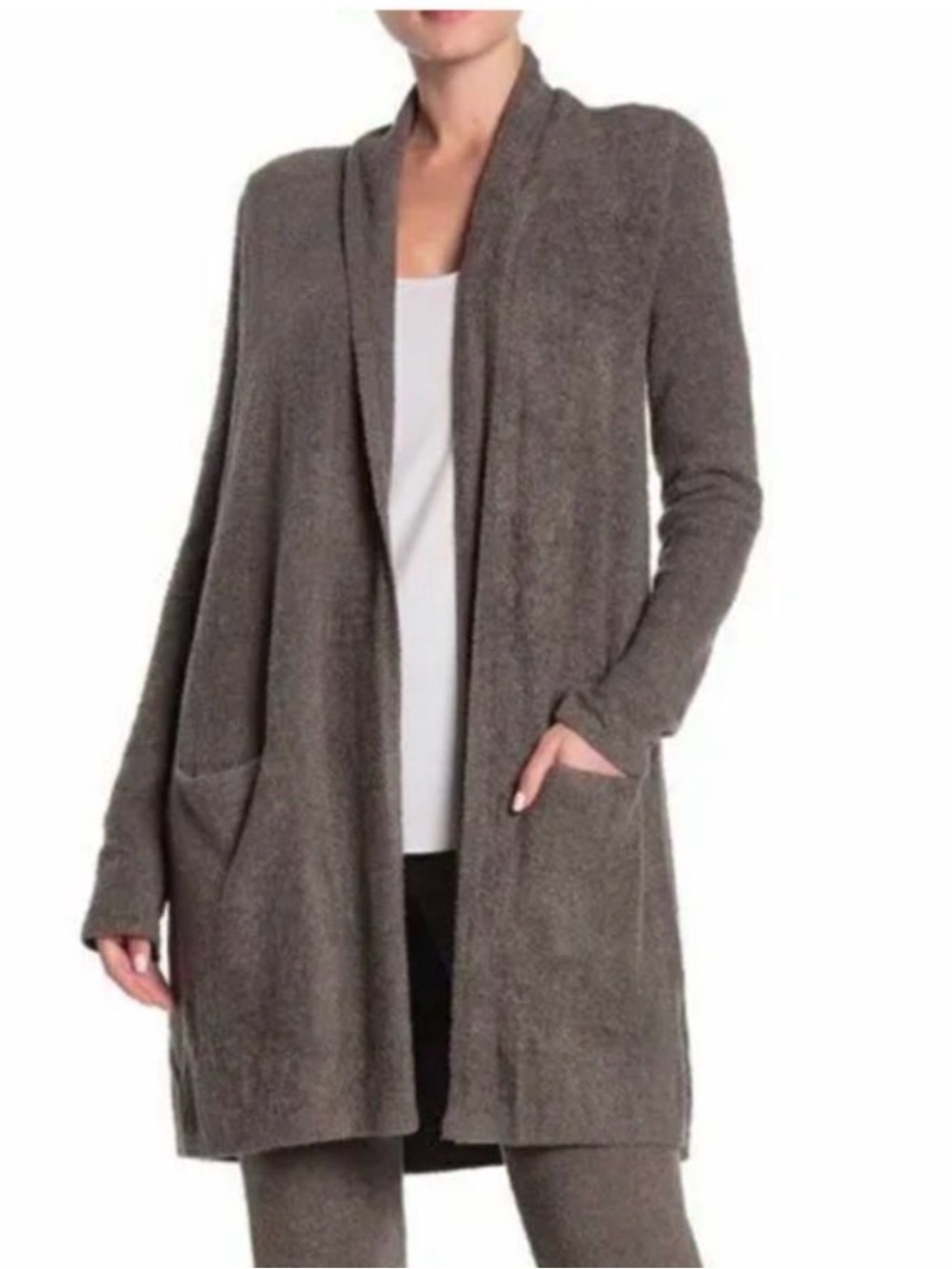 Barefoot Dreams a bamboo Chic Lite Essential Long Cardi in Cocoa